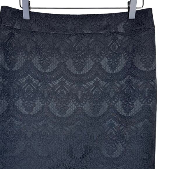 Ann Taylor NWT Black Textured Lace Illusion High Waist Career Pencil Skirt - Picture 3 of 6